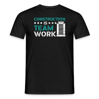 Construction Is Team Work Job Construction Worker - Men's T-Shirt - black - Front - AI Model Male 178 light (178cm)