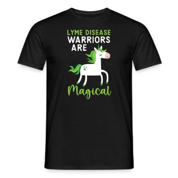 Lyme-Borreliose-Krieger sind magische Einhorn-Liebhaber - Männer T-Shirt - Schwarz - Vorne - AI Model Male 178 light (178cm)