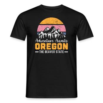 L’aventure attend l’Oregon The Beaver State USA - T-shirt homme - noir - Devant - AI Model Male 178 light (178cm)
