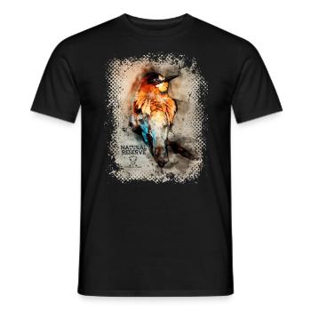 Series "NATURE RESERVE" - European bee-eater - Men's T-Shirt - black - Front - AI Model Male 178 light (178cm)