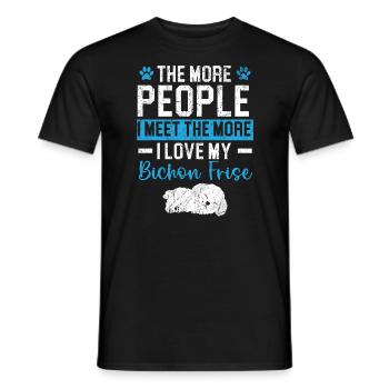 Plus je rencontre de gens, plus j’aime mon Bichon Frise - T-shirt homme - noir - Devant - AI Model Male 178 light (178cm)