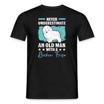 Ne sous-estimez jamais un vieil homme avec un Bichon Frise - T-shirt homme - noir - Devant - AI Model Male 178 light (178cm)
