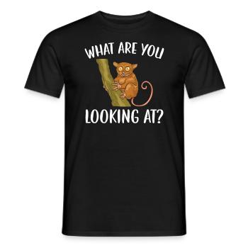 Was siehst du auf Big Eyes Animal Tarsier - Männer T-Shirt - Schwarz - Vorne - AI Model Male 178 light (178cm)