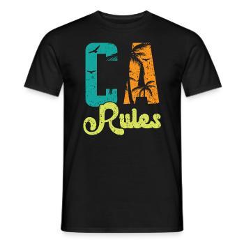 CA Rules California USA America Californian - Men's T-Shirt - black - Front - AI Model Male 178 light (178cm)