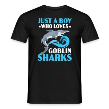 Just A Boy Who Loves Goblin Sharks Animal Lover - Men's T-Shirt - black - Front - AI Model Male 178 light (178cm)