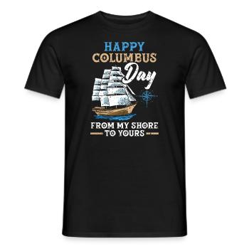 Bonne journée de Christophe Colomb de mon rivage au vôtre - T-shirt homme - noir - Devant - AI Model Male 178 light (178cm)