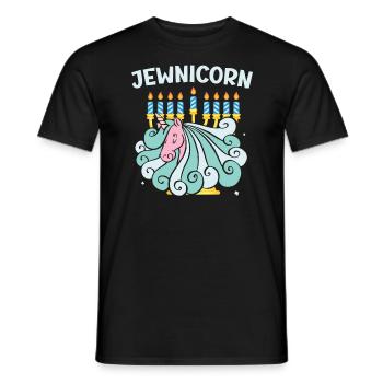 Jewnicorn Unicorn Rosh Hashanah Jewish New Year - Men's T-Shirt - black - Front - AI Model Male 178 light (178cm)