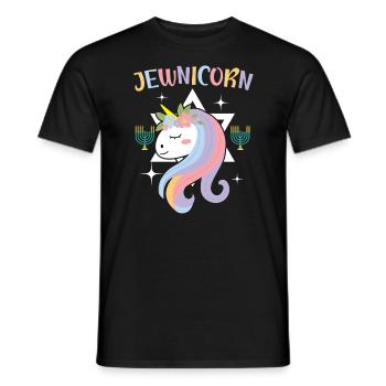 Jewnicorn Unicorn Rosh Hashanah Jewish New Year - Men's T-Shirt - black - Front - AI Model Male 178 light (178cm)