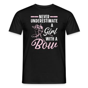 Never Underestimate A Girl With A Bow Archery - Men's T-Shirt - black - Front - AI Model Male 178 light (178cm)