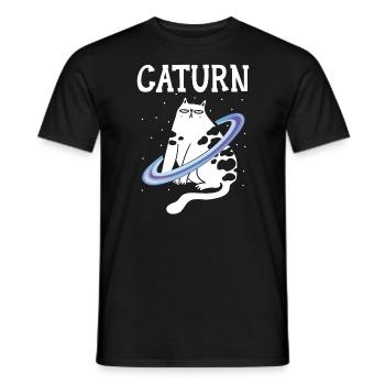 Caturn Cat Besitzer Saturn Astronomer Astronomie - Männer T-Shirt - Schwarz - Vorne - AI Model Male 178 light (178cm)