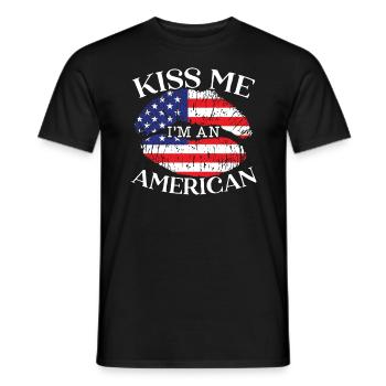 Kiss Me I'm An American USA Constitution Day - Men's T-Shirt - black - Front - AI Model Male 178 light (178cm)