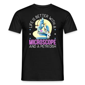 La vie est meilleure avec un microscope et une boîte de Pétri - T-shirt homme - noir - Devant - AI Model Male 178 light (178cm)