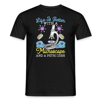 La vie est meilleure avec un microscope et une boîte de Pétri - T-shirt homme - noir - Devant - AI Model Male 178 light (178cm)
