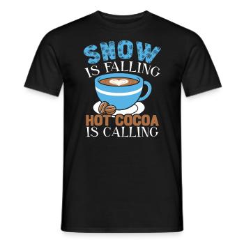 Snow Is Falling Hot Cocoa Is Calling Ice Cold - Men's T-Shirt - black - Front - AI Model Male 178 light (178cm)