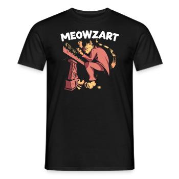 Meowzart Klavier Katze Musiker Musikalischer Pianist Musik - Männer T-Shirt - Schwarz - Vorne - AI Model Male 178 light (178cm)