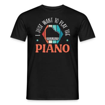 Je veux juste jouer de l’instrument pianiste piano - T-shirt homme - noir - Devant - AI Model Male 178 light (178cm)