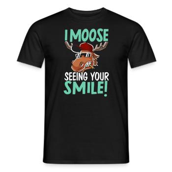 I Moose Seeing Your Smile Animal Alces Elk Deer - T-shirt homme - noir - Devant - AI Model Male 178 light (178cm)
