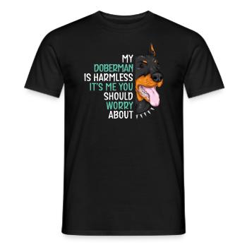 Mon Doberman est inoffensif C’est moi tu devrais t’inquiéter - T-shirt homme - noir - Devant - AI Model Male 178 light (178cm)