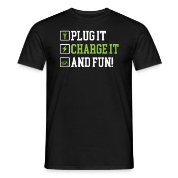 Plug It Charge It And Fun E-Bike Electric Bicycle - Men's T-Shirt - black - Front - AI Model Male 178 light (178cm)