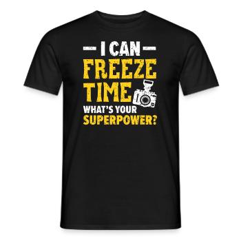 Ich kann die Zeit einfrieren, was ist Ihre Superpower-Kamera - Männer T-Shirt - Schwarz - Vorne - AI Model Male 178 light (178cm)