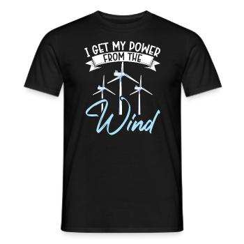 Je tire mon énergie de l’énergie renouvelable éolienne - T-shirt homme - noir - Devant - AI Model Male 178 light (178cm)