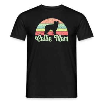 Collie Maman Chien Chiot Patte Border Collie Fête des Mères - T-shirt homme - noir - Devant - AI Model Male 178 light (178cm)