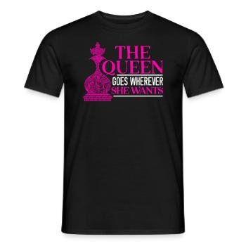 Die Königin geht dorthin, wo sie Schachspieler will - Männer T-Shirt - Schwarz - Vorne - AI Model Male 178 light (178cm)