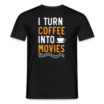 Je transforme le café en films Réalisateur de films Réalisation de films - T-shirt homme - noir - Devant - AI Model Male 178 light (178cm)