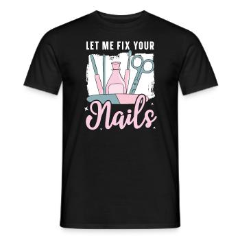 Laissez-moi réparer vos ongles Manucure Manucure Nail Tech - T-shirt homme - noir - Devant - AI Model Male 178 light (178cm)
