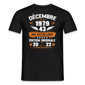 Décembre 1979 Idée Cadeau D'anniversaire 43 Ans - T-shirt homme - noir - Devant - AI Model Male 178 light (178cm)