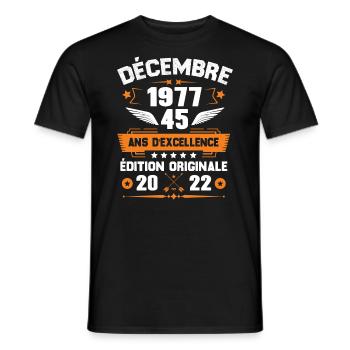 Décembre 1977 Idée Cadeau D'anniversaire 45 Ans - T-shirt homme - noir - Devant - AI Model Male 178 light (178cm)