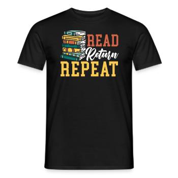 Lesen Sie Return Repeat Bookworm Book Lover Librarian - Männer T-Shirt - Schwarz - Vorne - AI Model Male 178 light (178cm)