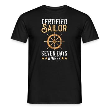 Marin certifié Capitaine de navire sept jours sur sept - T-shirt homme - noir - Devant - AI Model Male 178 light (178cm)