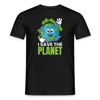 Je sauve la planète solaire photovoltaïque - T-shirt homme - noir - Devant - AI Model Male 178 light (178cm)