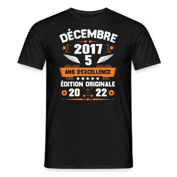 Décembre 2017 Idée Cadeau D'anniversaire 5 Ans - T-shirt homme - noir - Devant - AI Model Male 178 light (178cm)