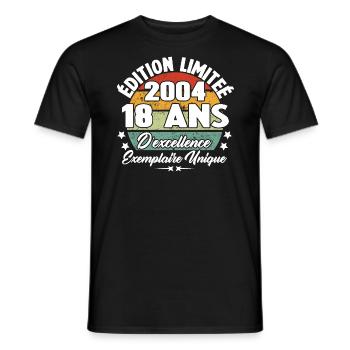 Cadeau 18 ans d'excellence / Édition limitée 2004 - T-shirt homme - noir - Devant - AI Model Male 178 light (178cm)