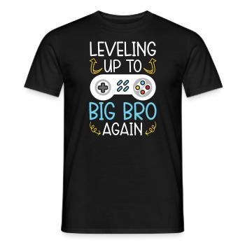 Leveling Up To Big Bro Again Best Bro Ever - Men's T-Shirt - black - Front - AI Model Male 178 light (178cm)