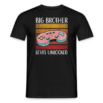 Big Brother Level Unlocked Best Bro Ever - Men's T-Shirt - black - Front - AI Model Male 178 light (178cm)