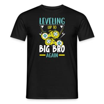 Leveling Up To Big Bro Again Best Bro Ever - Men's T-Shirt - black - Front - AI Model Male 178 light (178cm)