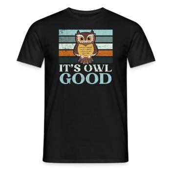 C’est Owl Good Nocturnal Bird Owl Whisperer - T-shirt homme - noir - Devant - AI Model Male 178 light (178cm)