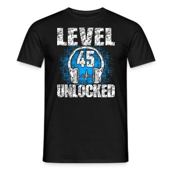 Level 45 Unlocked Birthday Gift 45 Years - Men's T-Shirt - black - Front - AI Model Male 178 light (178cm)