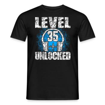 Level 35 Unlocked Birthday Gift 35 Years - Men's T-Shirt - black - Front - AI Model Male 178 light (178cm)