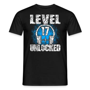 Level 17 Unlocked Birthday Gift 17 Years - Men's T-Shirt - black - Front - AI Model Male 178 light (178cm)