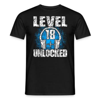 Level 18 Unlocked Birthday Gift 18 years - Men's T-Shirt - black - Front - AI Model Male 178 light (178cm)