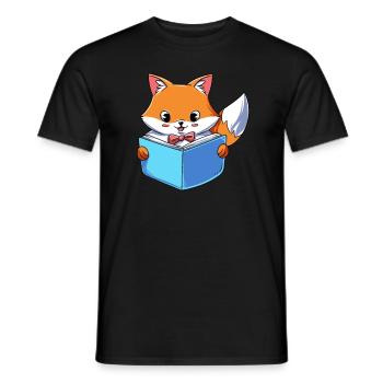 Fuchs liest Buch - Männer T-Shirt - Schwarz - Vorne - AI Model Male 178 light (178cm)