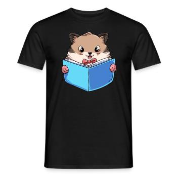 Hamster Lesebuch - Männer T-Shirt - Schwarz - Vorne - AI Model Male 178 light (178cm)