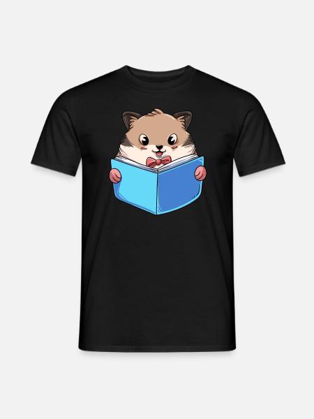 Hamster Lesebuch - Männer T-Shirt - Schwarz