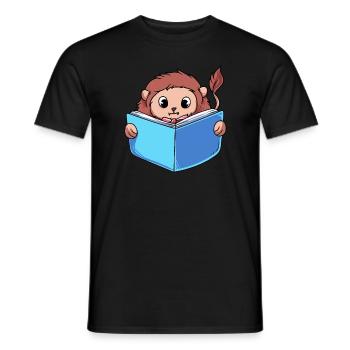 Löwe Lesebuch - Männer T-Shirt - Schwarz - Vorne - AI Model Male 178 light (178cm)