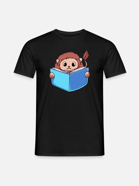 Löwe Lesebuch - Männer T-Shirt - Schwarz