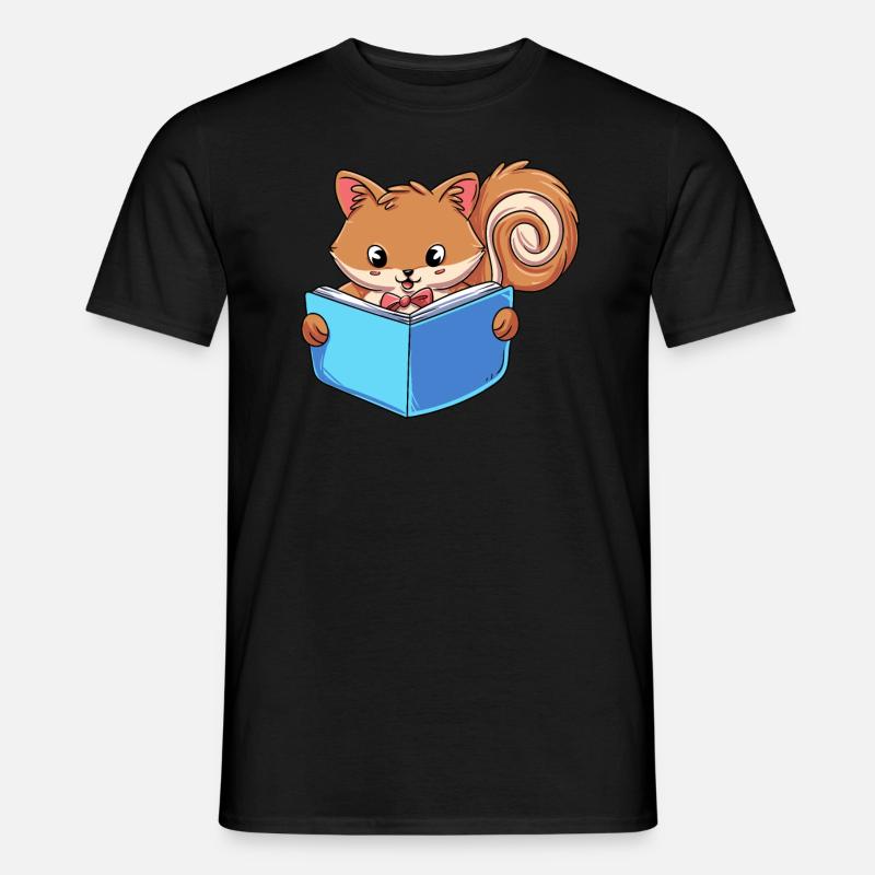Eichhörnchen Lesebuch - Männer T-Shirt - Schwarz